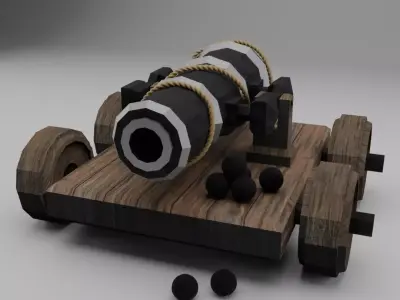 Low poly Classic Old Cannon Free low-poly 3D model