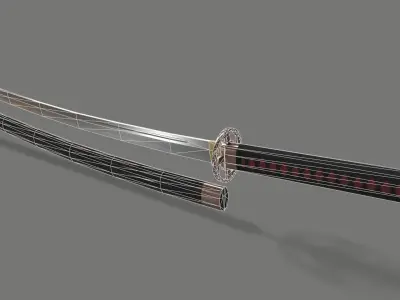 PBR Katana Japanese Sword Low-poly 3D model