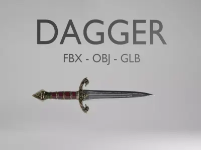 Fantasy Dagger 3D Model - Medieval Weapon - FBX OBJ GLB 3D model