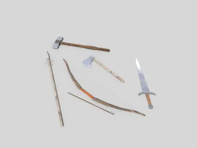 low poly medieval weapons pack 4 Low-poly 3D model