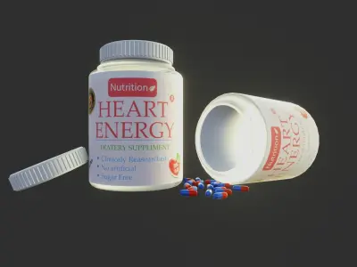 3D cosmetic supplement bottle and label design 3D model