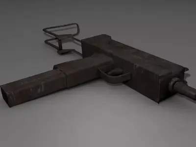 Rusted Ingram Mac-10 Low-poly 3D model