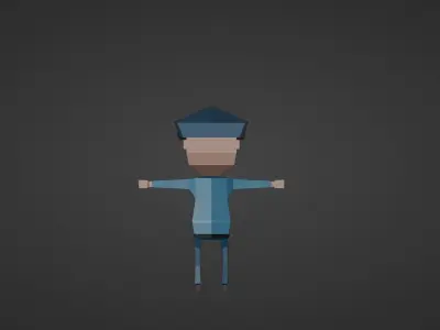 Police Man Low Poly  Free low-poly 3D model
