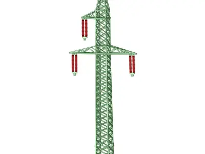 Transmision tower 3x110kV mod2 1-87 resin 3D print model