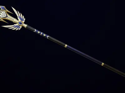 Fantasy Trident 05 All PBR Unity UE Textures Included Low-poly 3D model