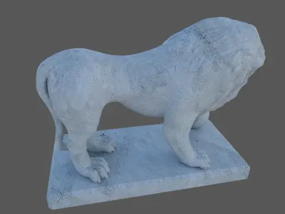Sculpture-005 statue of lion with ball 3D model