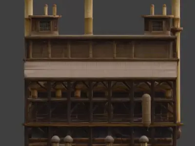 Steampunk Industrial Factory Complex 3D Model Low-poly 3D model
