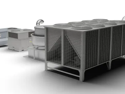 Rooftop HVAC assets Low-poly 3D model