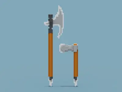 Voxel Axe Low-poly 3D model