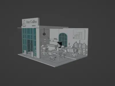 Sri Lanka coffee shop  Low-poly 3D model