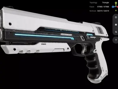White Pistol 3D model get