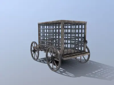 Medieval Prison Cart Prop Low-poly 3D model