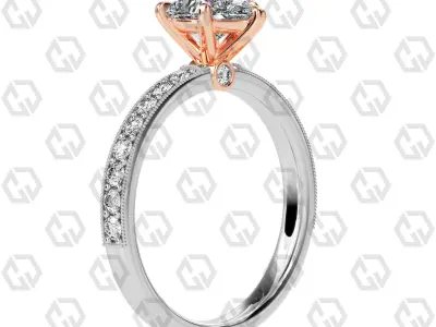 Ring 167 Pear Shape milgrain pave set ring with Gems 3D print model
