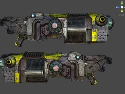 sci fi rocket launcher gun 3d low poly model Low-poly 3D model