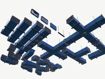 Modular ventilation Low-poly 3D model 5