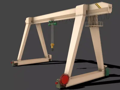 PBR Single Girder Gantry Crane V1 - WHITE Low-poly 3D model
