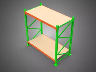FRAME RACK SHELF WOOD WAREHOUSE METAL MODULAR SHELVING STORAGE 3D model