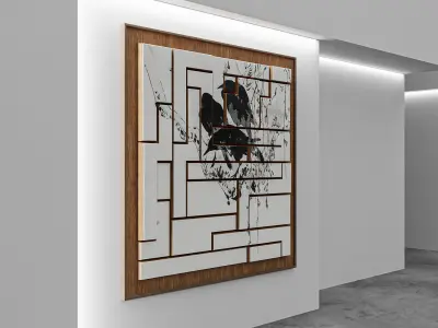 Painting Frame - Bird Design - 3D Wall Art Model Low-poly 3D model