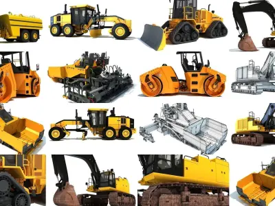 Public Works Vehicles and Machines 3D Model Pack