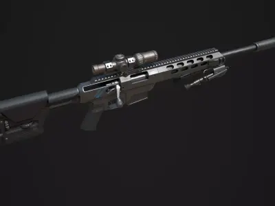 Tac 21 Sniper rifle Game ready  Low-poly 3D model