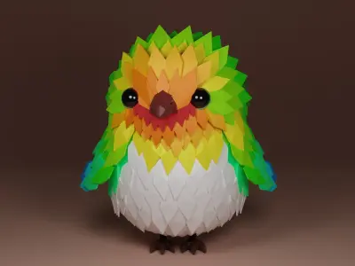 Cute lowpoly bird Low-poly 3D model
