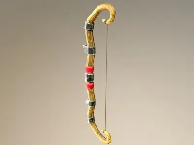 Stylized medieval bow Low-poly 3D model