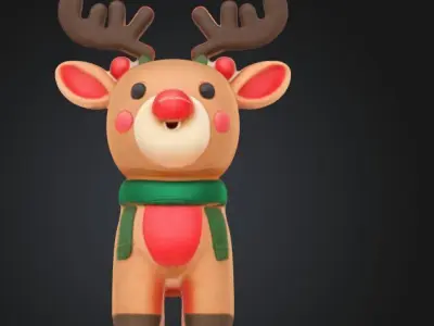 Festive Christmas Reindeer 3D model