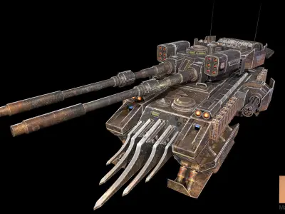 Dystopian Tank Low-poly 3D model