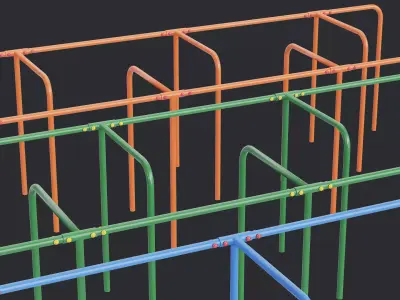 Labyrinth Outdoor Calisthenics Rig Green Blue Orange 3D Model Pack