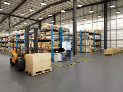 factory and warehouse equipment Low-poly 3D model