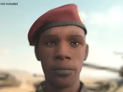 Somali Soldier Stands at Attention Fur 3D model