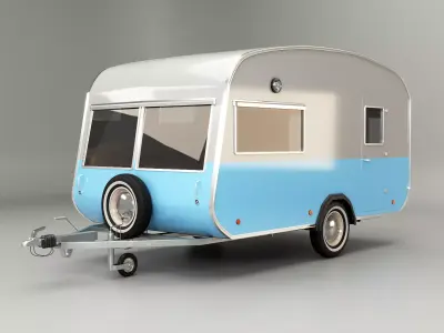 Classic Vintage Camping Caravan Low-poly 3D model