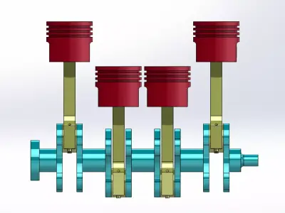 Piston Connecting  Rod Crankshaft Mechanism Free 3D model