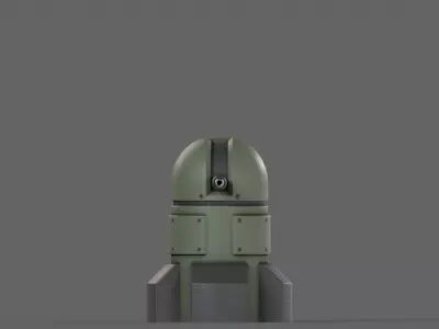 PBR Turret Gun 06 Green Low-poly 3D model