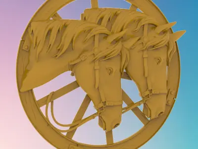 Two horses 3D MODEL STL FILE FOR CNC ROUTER LASER 3D print model purchase