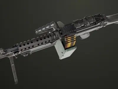 Machine Gun Sandal and Black Ammo Box All Textures 3D model