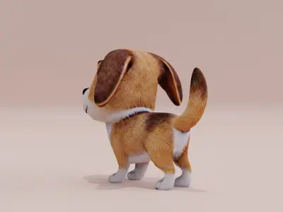 Dog Cute Cartoon Puppy Low High Poly Low-poly 3D model