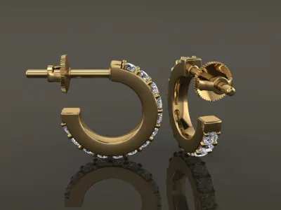 Earring Diamond Hoop Box Opened Back 7mm Inside Diameter 3D print model