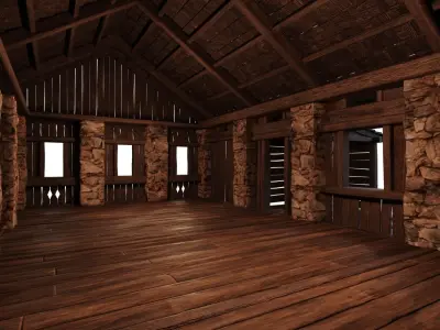 Old Medieval Building House 4K Textures GameReady 44 Low-poly 3D model