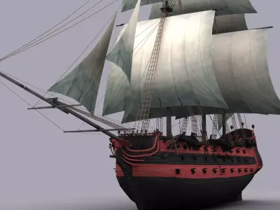 Black Frigate Low-poly 3D model