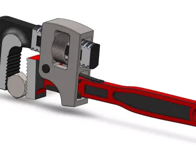 Adjustable Pipe Wrench with Bolt 3D Model  Low-poly 3D model