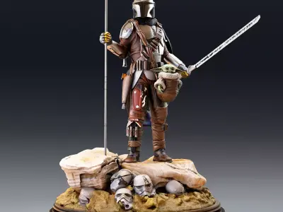 The Mandalorian 2 statue of star wars character 3D print model purchase
