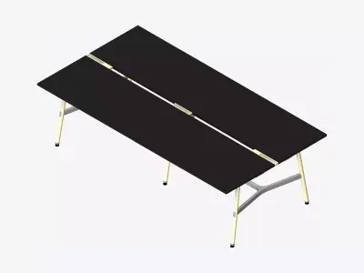 Desk - Timberline - Workstation - Dbl - Side - 4 - Person - Mid Low-poly 3D model