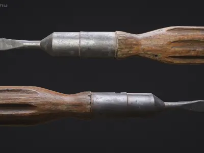 Vintage Screwdriver - Game Ready Prop AAA AR and VR Low-poly 3D model