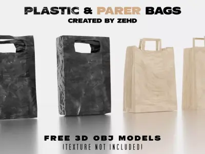 Plastic e Papers bags  Free 3D model