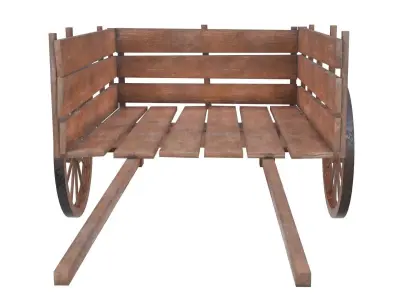 wooden cart 3 3D model