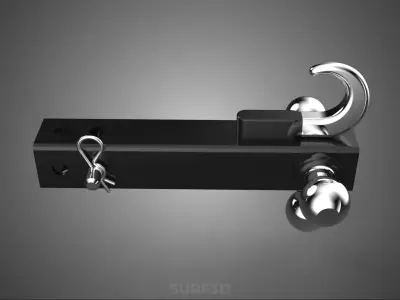 HOOK HITCH BALL MOUNT TRAILER SHANK RECEIVER DRAWBAR TOWING TOW 3D model