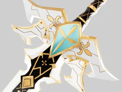 white wing sword Low-poly 3D model