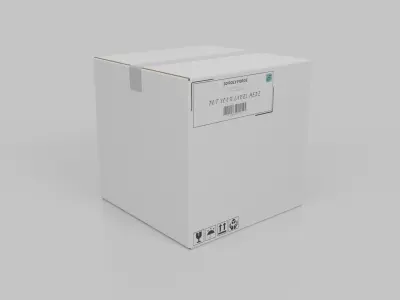 White Cardboard Box R-444 - Rigged and Customizable Low-poly 3D model