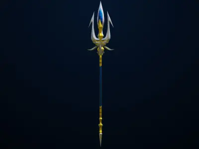 Fantasy Trident 04 All PBR Unity UE Textures Included Low-poly 3D model